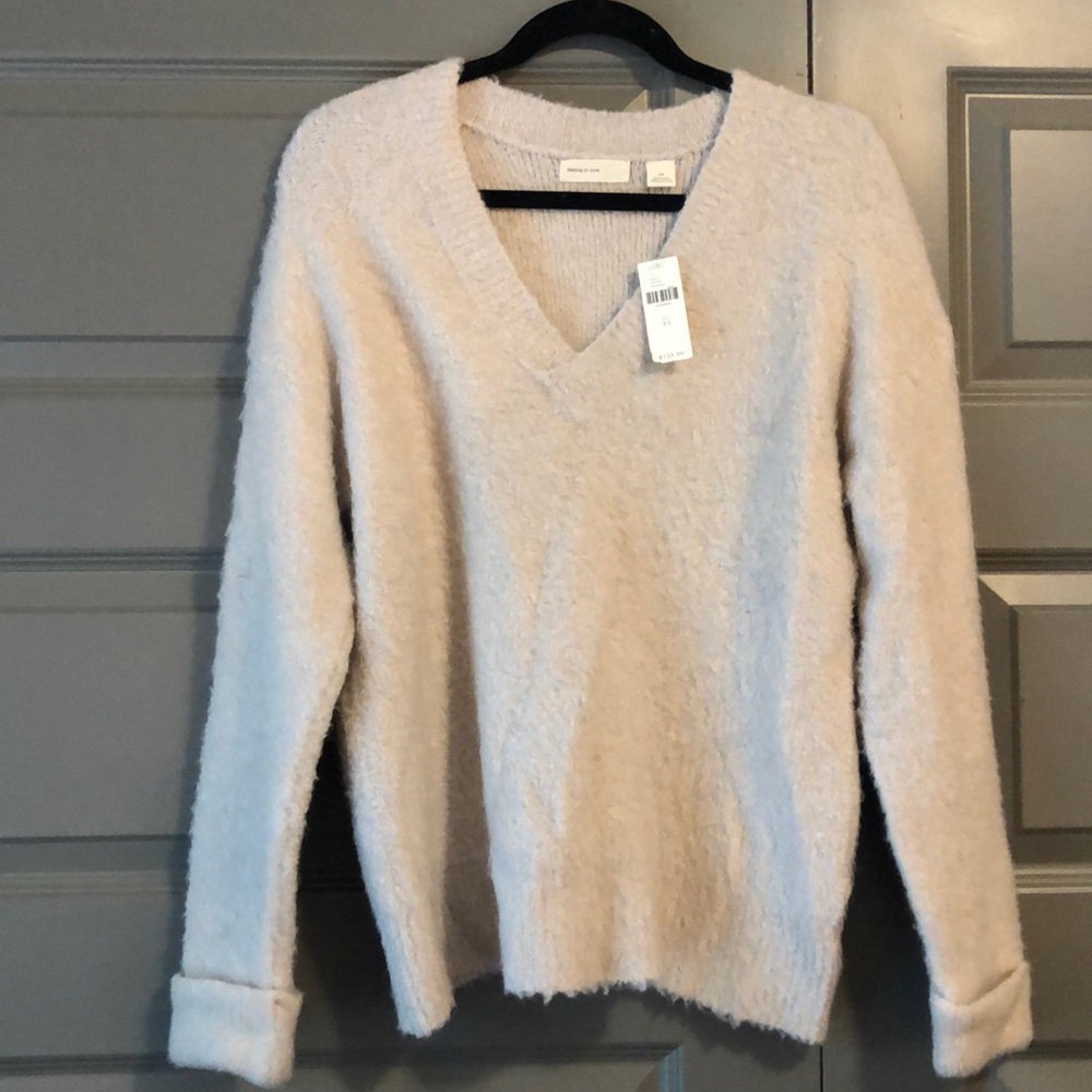 Anthropologie Sleeping on Snow Sand V-Neck Sweater